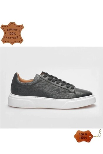 MAKRAS 777 Tommy Genuine Leather Tommy Casual Sneaker Daily Shoes Black White