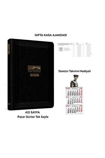Gıpta Commercial Cashbook Agenda 17X24 Daily Cashbook Dated 2026 - with Calendar Gift