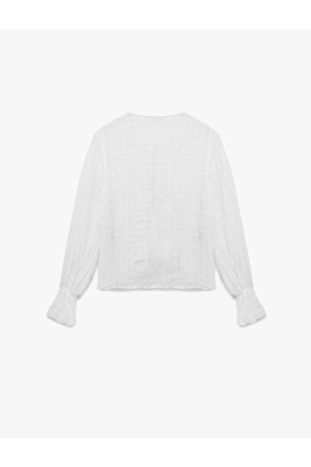 Koton Tie Neck Ruffled Bow Long Sleeve Viscose Blend Blouse