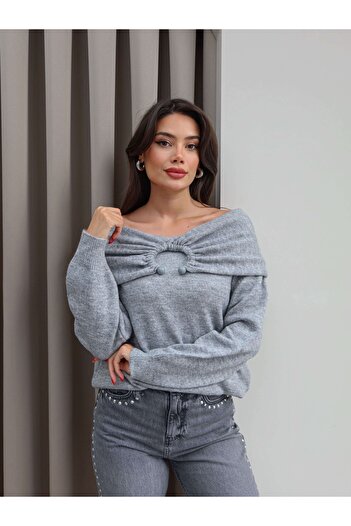 ESRAHELVACI Open Shoulder Accessory Knitwear Sweater