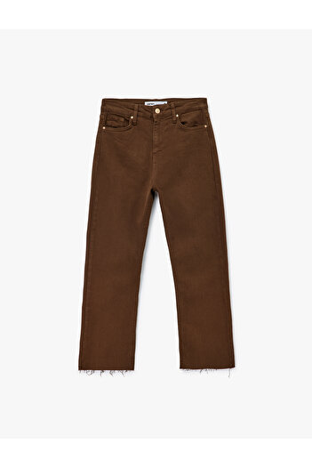 Koton Cotton Buttoned Pocket Slim Fit Short Spanish Leg Jeans - Kick Flare Jeans
