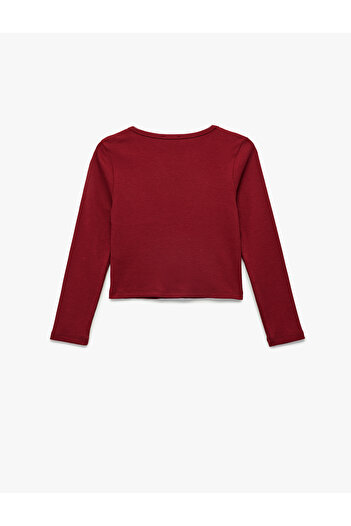 Koton Button Detailed Long Sleeve V Neck Basic T-Shirt