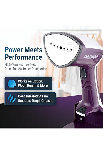 Daewoo Garment Steamer – Portable Handheld Garment And Clothes Steamer, Stainless Steel Panel With
