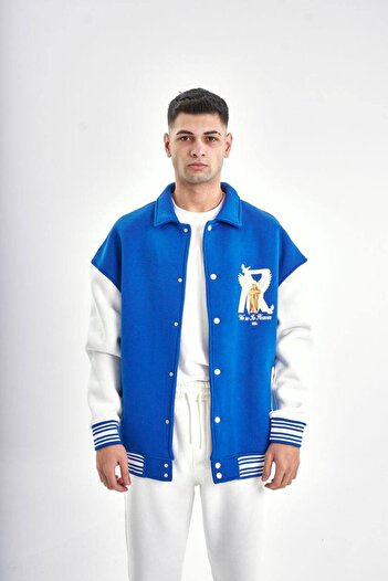 TİENDEROPA Men's Snapback College Jacket – Angel Printed Oversize Bomber Jacket
