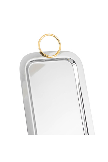 Dania Luxury rectangular stainless steel serving tray with gold handles