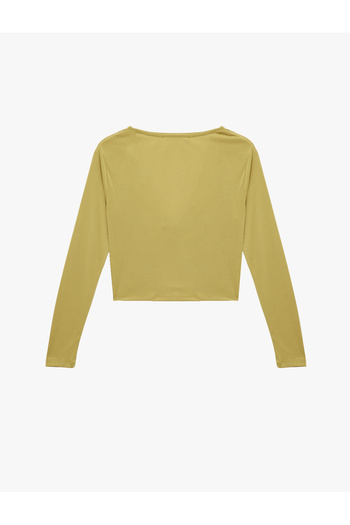 Koton Slim Fit Long Sleeve Metal Accessory Detachable Collar T-Shirt