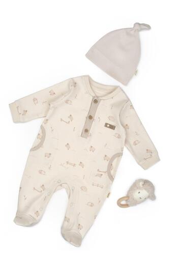 BabyCosy Organic Wear Baby Jumpsuit Hat 100% Organic Cotton, Baby - Newborn- Csy8182