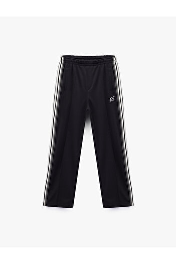 Koton Viscose Blend Elastic Waist Pocket Stripe Detail Printed Loose Fit Sweatpants