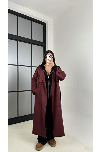 Gaus Bordo Astarlı Kuşaklı Premium Trençkot GAUS-00516