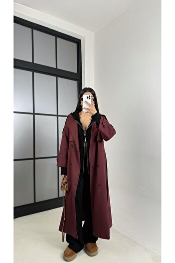 Gaus Bordo Astarlı Kuşaklı Premium Trençkot GAUS-00516