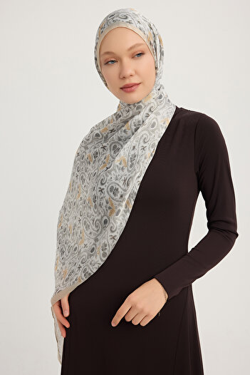 Schaless Ethnic Spring - Beige - Aurora Patterned Janjan Shawl - 70X190 cm