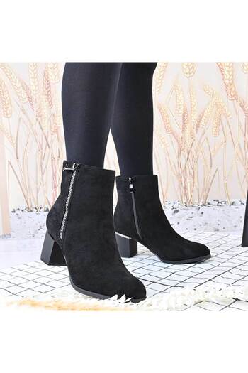 Tmall Women's ankle boots, made of -friendly leather with a soft interior, BD1018, black