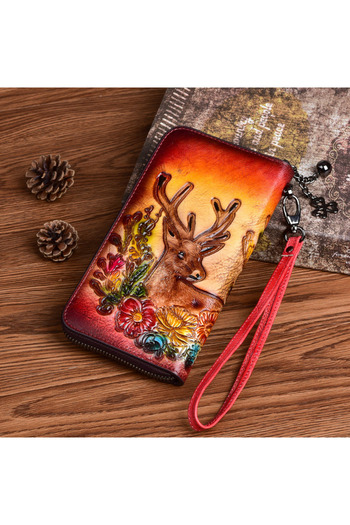 Mychicbeautybag Exclusive women's wallet made of high-quality leather The deer is in bloom