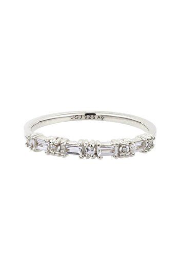 ELLI Prsten s kameny Dámský topaz Baguette Cut Topaz Diamond Cut Bílé stříbro 925 Eveningwe
