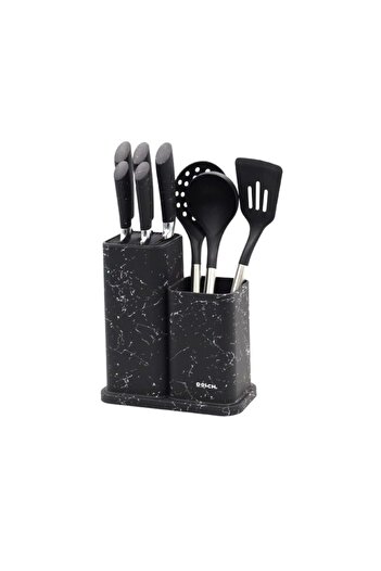 Dolce Set of Spoons and Knives, 9 Pieces, Black Marble