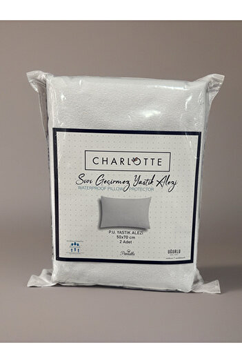 CHARLOTTE 2-Piece Liquid-Proof Zippered Pillow Protector White 50 X 70