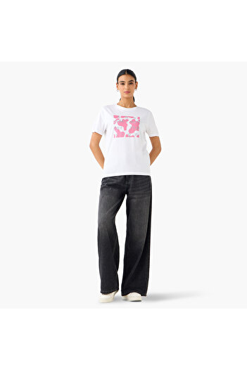 FAV Regular Fit T-shirt with Slogan Print Cotton