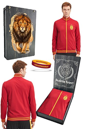Galatasaray Original Licensed Yellow Red 5 Star Sweat + Silicone Bracelet Set Gift Box