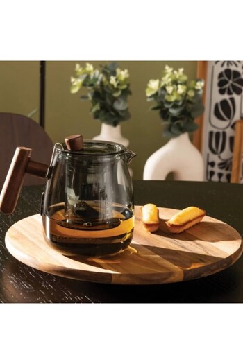 Secret de Gourmet Borosilicate glass teapot with infuser and lid, Twisted Lime Gray, 800 ml