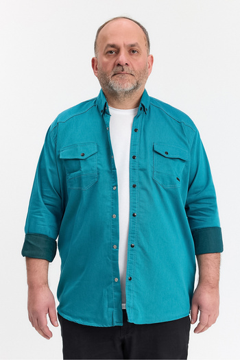 a02teks Men's Shirt Slim Fit Slim-Fitting Cotton Men's Denim Shirt