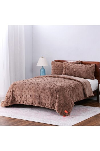 Orange Bed & Bath Tile Winter | Double Fur Winter Comforter Set 6 Pieces