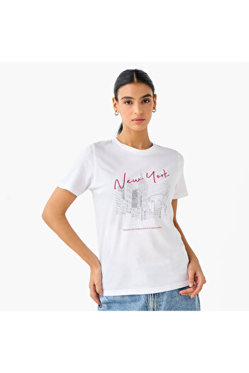 FAV Regular Fit T-shirt with New York Print Cotton