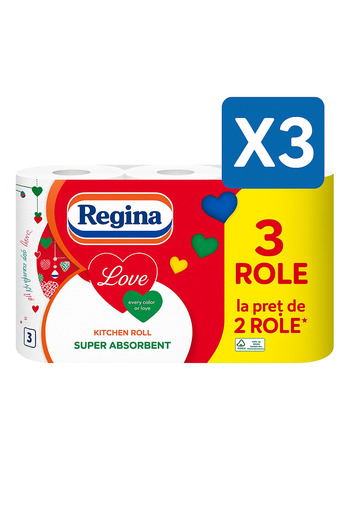 Regina X3-QUEEN KITCHEN TOWEL 2+1ROLL 3PLY LOVE