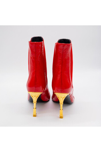 BALMAIN Patent Leather Ankle Boots Red