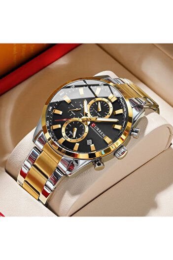 Curren Men's Watch Chronograph Quartz Analog Casual Elegant Fashion Gold/Black
