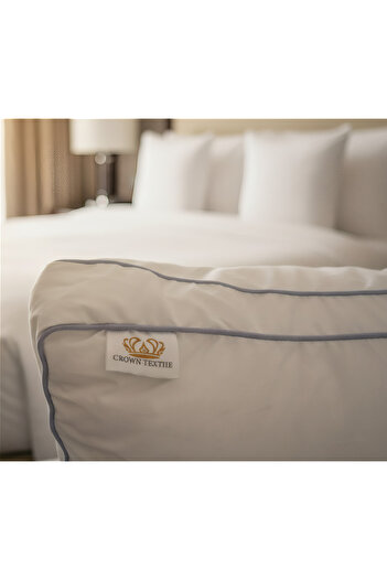 Crown Textile (2 pieces) Cotton Pillowcase - 1200g Microfiber Filling, 2 Lined Edges in Attractive Colors and 2 Pillowcases