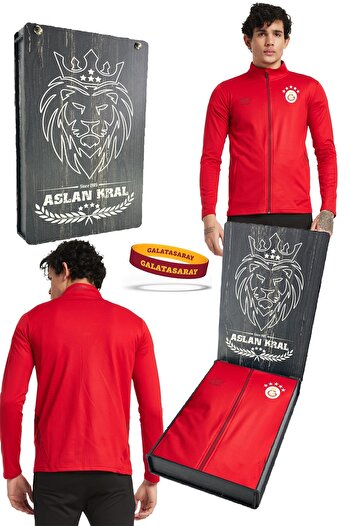 Galatasaray Original Licensed 5 Star Zippered Red Sweat + Silicone Bracelet Set H