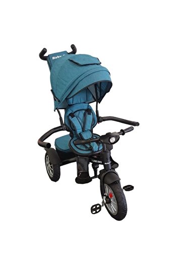 Baby Care ™ Turbo Bike Tricycle with Canopy, Lights and Sounds, Rubber Wheels, Reclining Position,
