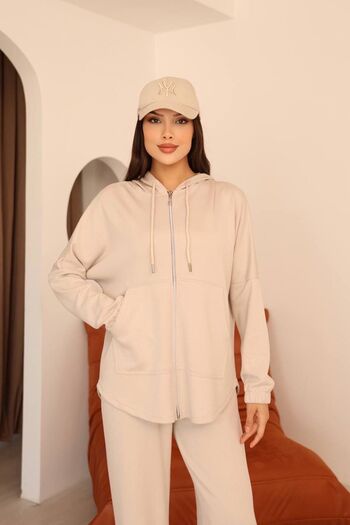 QBZ Modal Hooded Front Zipper Tracksuit Set