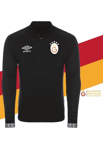 Galatasaray Original Licensed Half Zipper 5 Star Black Sweat + Shawl Kaşkol Set Gift Box