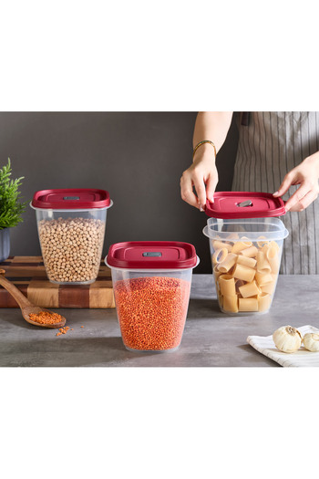 ORSA HOME 282 6 Pieces 2500 ml Leak-Proof Lid Food Storage Container (2 Cream 2 Mink 2 Red)