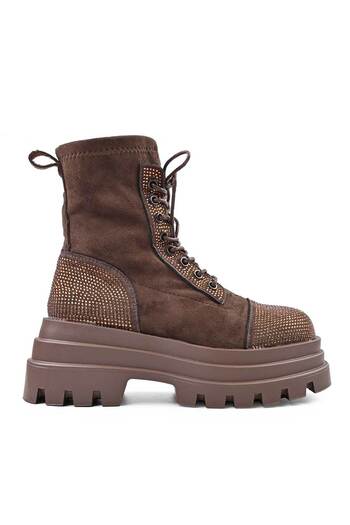 Tmall Women's boots, Made of -leather with suede lining, GD1114, Brown
