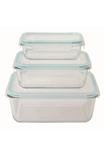 NN Set of 3 NN glass casseroles, 1.7/0.7/0.32 L, Transparent/Green