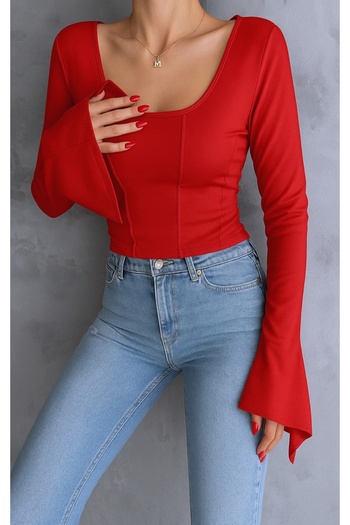 World Fashion Trends 2824 Red Basic Crop Top