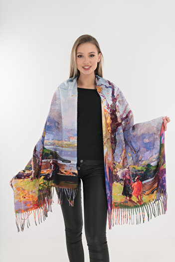 Trend Land Fine cashmere shawl with Printed and two sides