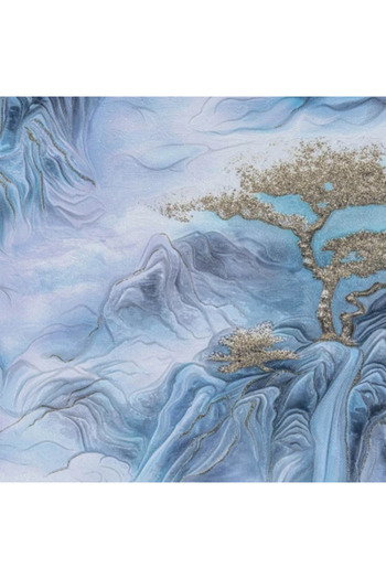MallDeco 3D Vinyl Wallpaper, Blue, Bonsai Pattern