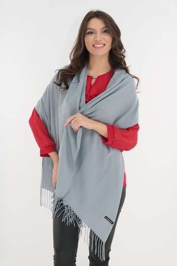 Trend Land Fine plain grey cashmere shawl