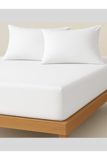 MamCrazy Single / Double 100% Cotton Ranforce Fitted Sheet Set White