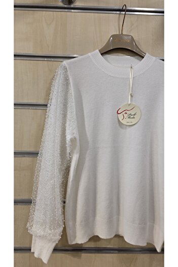 Park Moda Knitwear Sweater Sleeves with Pearls
