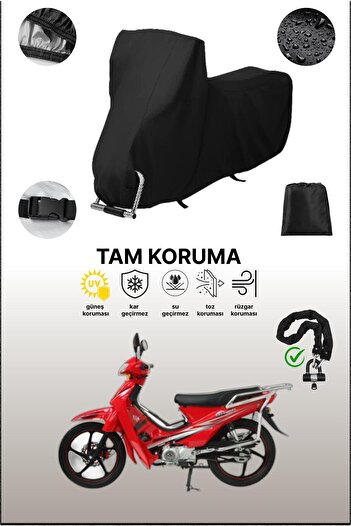 dokaca Black Lock Compatible Mondial 100 Mfh Compatible Motorcycle Tarpaulin, Protective Cover