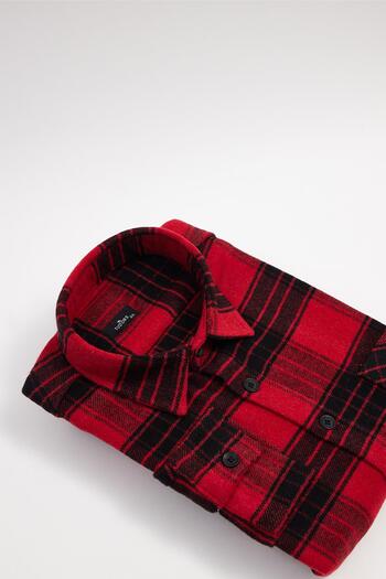 Tudors Men's big size plus size long sleeve plaid winter lumberjack shirt with pockets