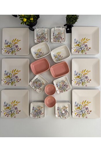 Keramika Butterfly Breakfast Mat Set 24 Pieces for 6 People