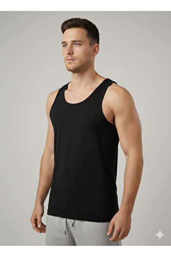 FAMESTEKSTİL Men's 6-Pack Black T-Shirt