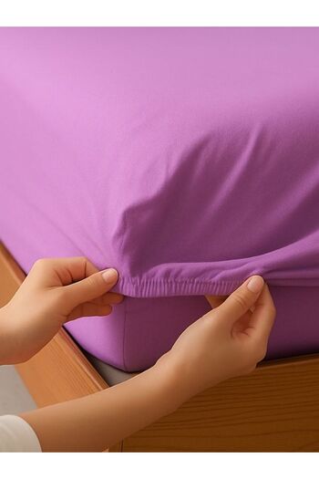 MamCrazy Single/Double 100% Cotton Ranforce Fitted Sheet Set Lilac