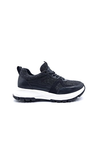 Bulldozer Black Women's Sneaker Shoes with Tweed Fabric Detail