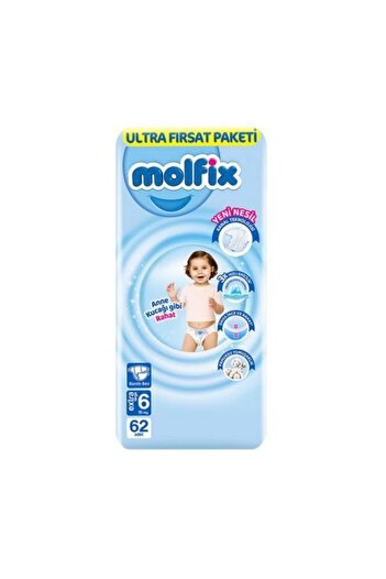 My Reality Fashion Molfix Baby Diapers Ultra Opportunity Pack Size 6 15+ Kg 62 Pieces
